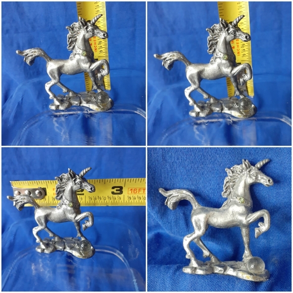 Unicorn Vintage Figurine With Crystal Ball & Green Stone Very Detailed Vintage - Picture 14 of 16